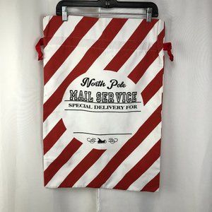 North Pole Mail Service Special Delivery Canvas Christmas Red White Striped Bag